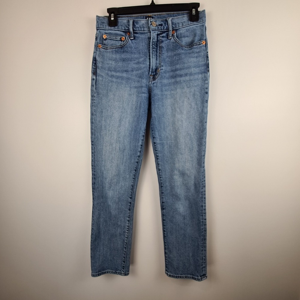 Gap Jeans‎ Sz 26 Women's Blue Stretch Denim Ladies Mid Rise Straight Medium Wash